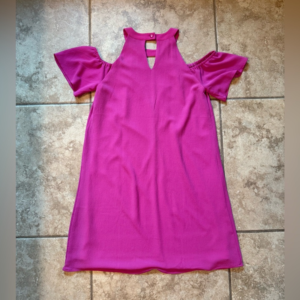 Francesca’s Blue Rain Pink Cold Shoulder Dress